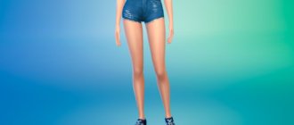 Джинсовые шорты с цветком для Симс 4 - фото 1