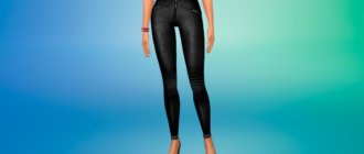 Кожаные штаны с высокой талией для Симс 4 - фото 1