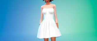 Белое элегантное платье с кружевным топом для Симс 4 - фото 1
