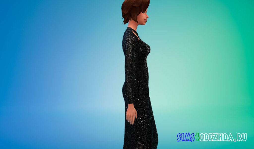 Платье с блестками и вырезом для Симс 4 - фото 2