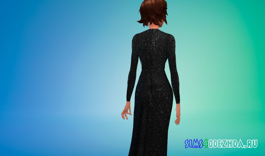 Платье с блестками и вырезом для Симс 4 - фото 3