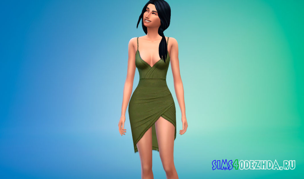 Платье с глубоким вырезом для Симс 4 - фото 2