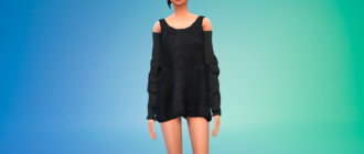 Стильное короткое платье с длинными рукавами для Симс 4 - фото 1