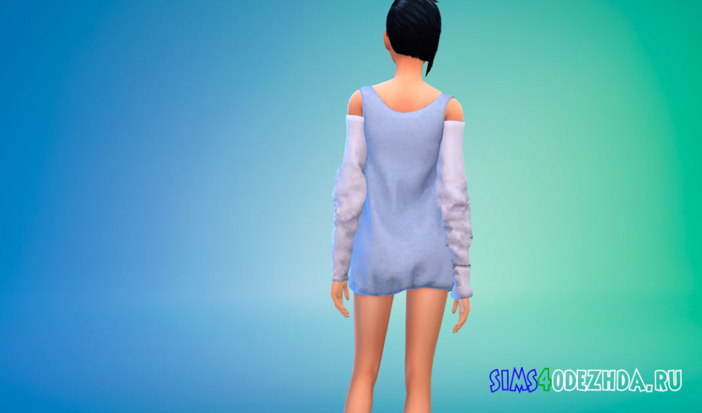 Стильное короткое платье с длинными рукавами для Симс 4 - фото 3