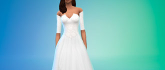 Длинное кружевное белое платье для Симс 4 - фото 1