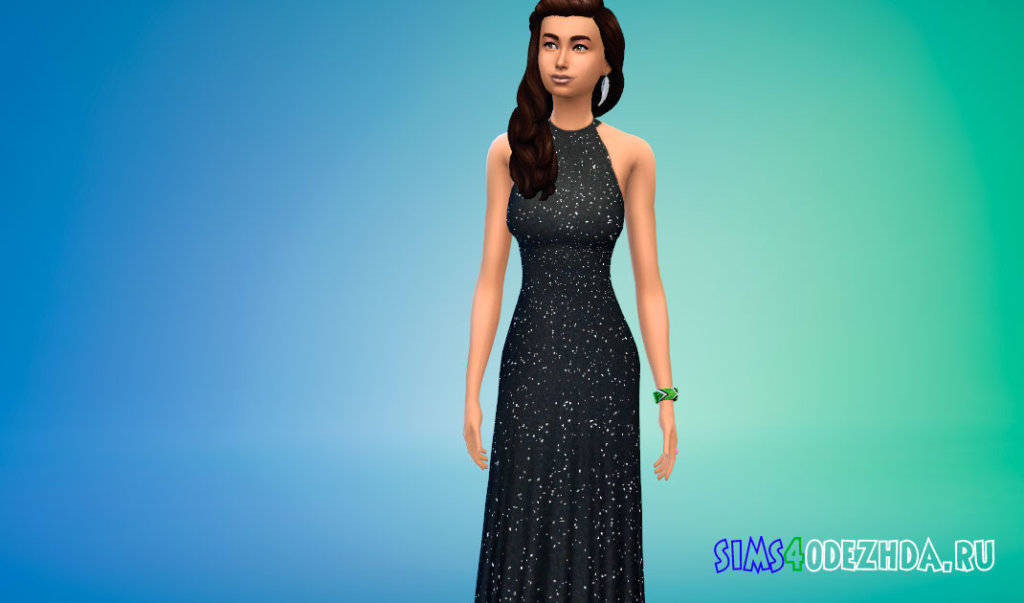 Длинное платье с открытой спиной для Симс 4 - фото 1