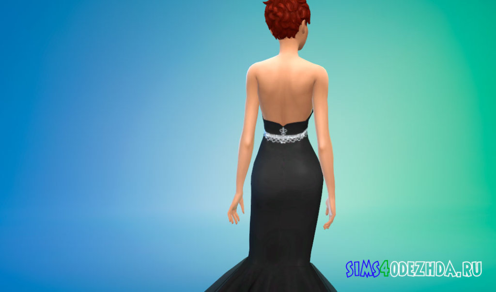 Платье-трампет с глубоким вырезом для Симс 4 - фото 3