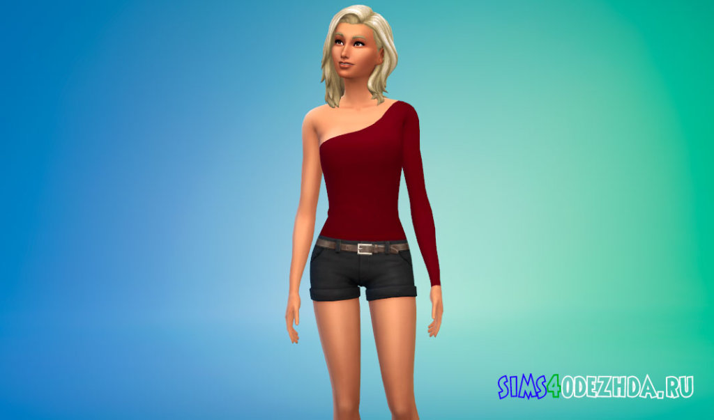 Боди с одним рукавом для Симс 4 - фото 3