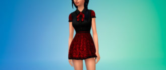 Короткое платье в стиле школьной формы для Симс 4 - фото 1