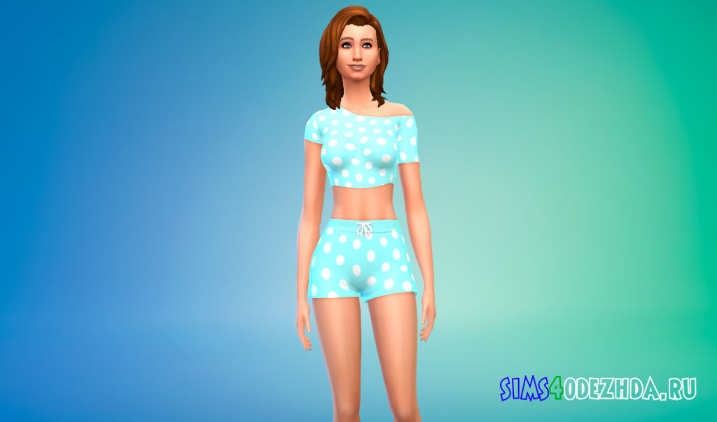 Пижамные шорты и топ для Симс 4 - фото 2