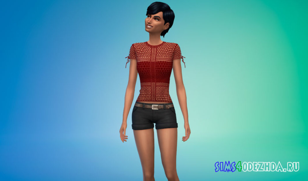 Сетчатая женская футболка для Симс 4 - фото 2