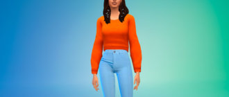 Симпатичный укороченный свитшот с широкими рукавами для Симс 4 - фото 1