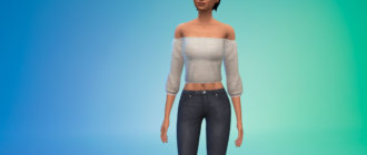 Укороченный модный топ с открытыми плечами для Симс 4 - фото 1