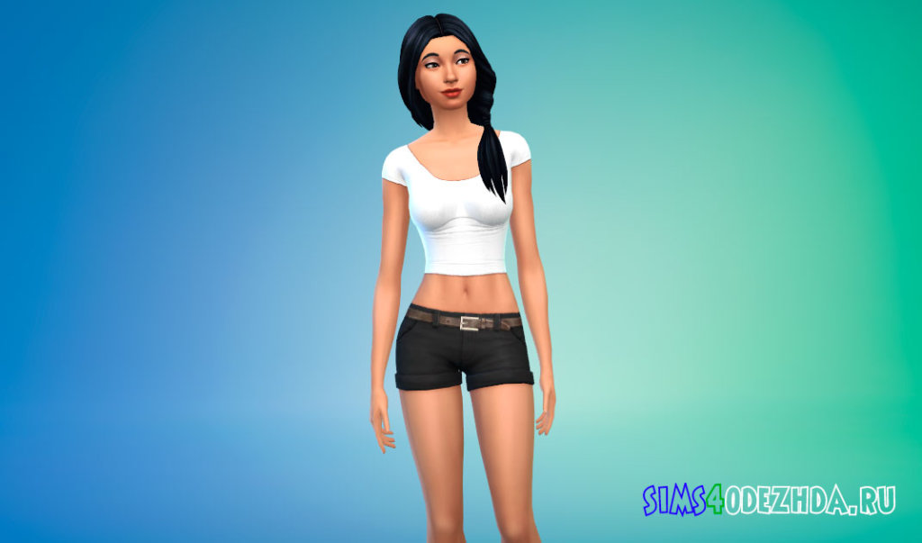 Укороченный обтягивающий топ для Симс 4 - фото 2