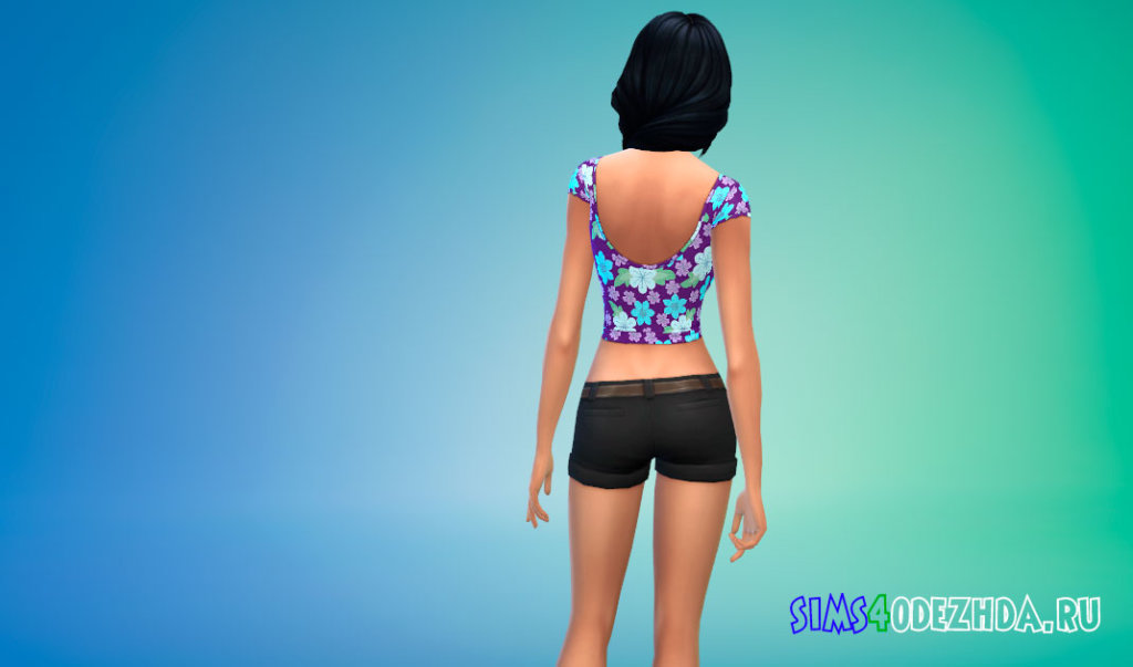 Укороченный обтягивающий топ для Симс 4 - фото 3