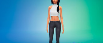 Укороченный топ с высоким горлом для Симс 4 - фото 1