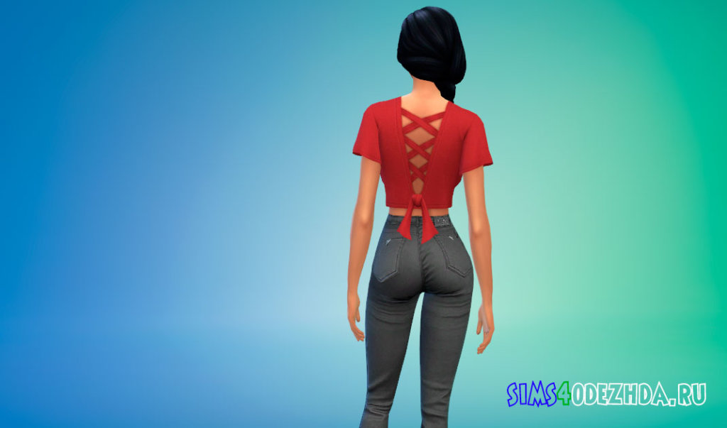 Блузка с бантом на спине для Симс 4 - фото 3