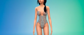 Боди с блестками для Симс 4 - фото 1