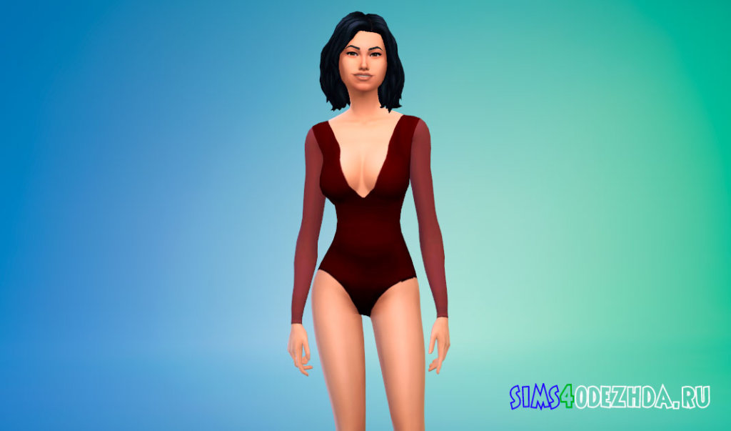 Боди с прозрачным рукавом для Симс 4 - фото 2