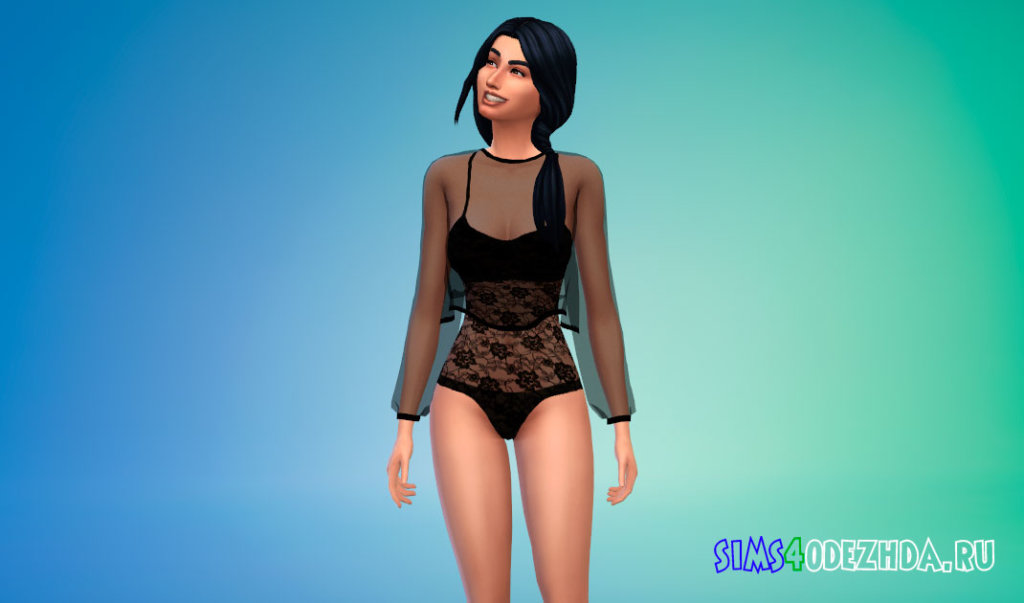 Боди с прозрачным верхом для Симс 4 - фото 2