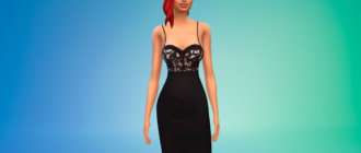 Черный наряд из топа и юбки для Симс 4 - фото 1