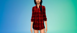 Длинная женская рубашка в клетку для Симс 4 - фото 1