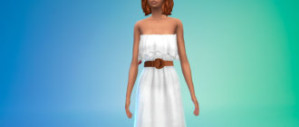 Длинное платье с поясом для Симс 4 - фото 1