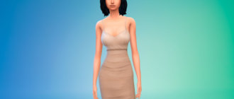 Контрастное платье миди для Симс 4 - фото 1