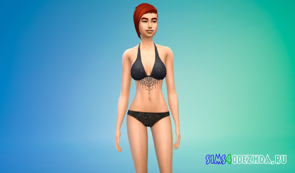 Крутая женская татуировка под грудью для Симс 4 - фото 3