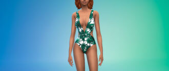 Купальник с принтом тропических пальм для Симс 4 - фото 1