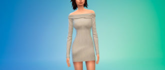 Мини-платье с длинными рукавами для Симс 4 - фото 1