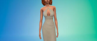 Платье миди со шнуровкой сзади для Симс 4 - фото 1