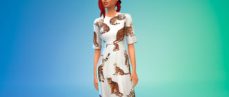 Платье с принтами кошек для Симс 4 - фото 1