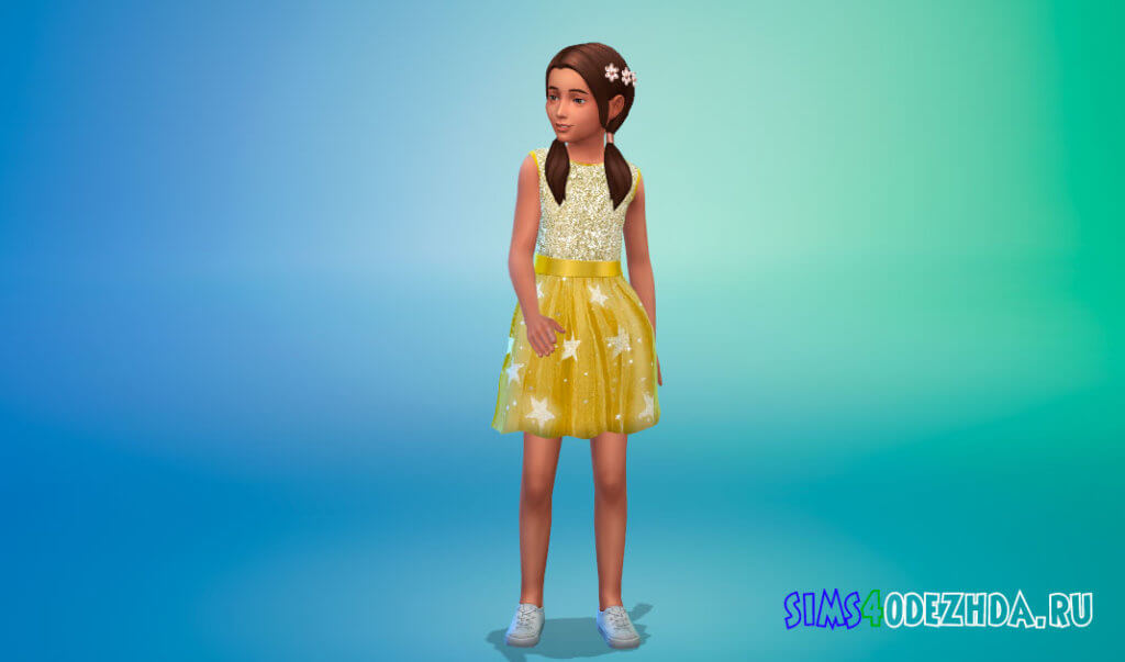Прекрасное платье с пайетками со светящимися звездами для Симс 4 - фото 2