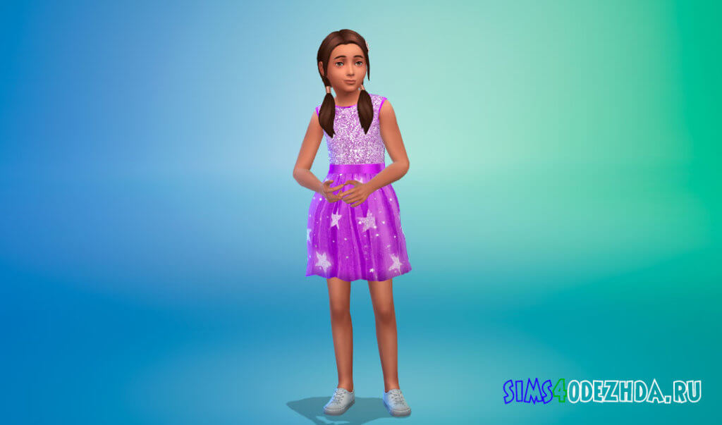 Прекрасное платье с пайетками со светящимися звездами для Симс 4 - фото 3