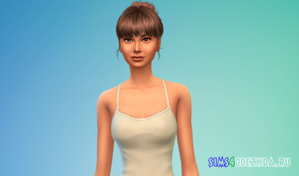 Прическа с пучком и прямой челкой для Симс 4 - фото 2