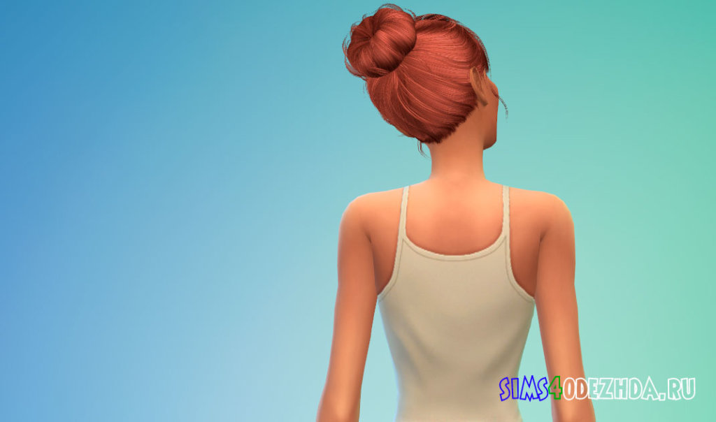 Прическа с пучком и прямой челкой для Симс 4 - фото 3