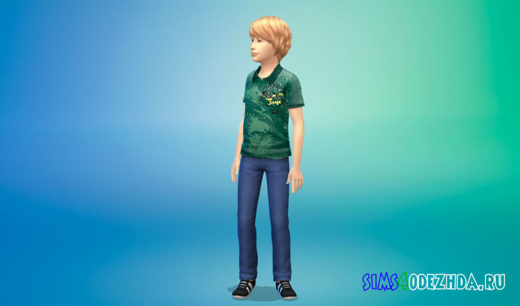 Рубашки поло с принтом для мальчиков для Симс 4 - фото 2