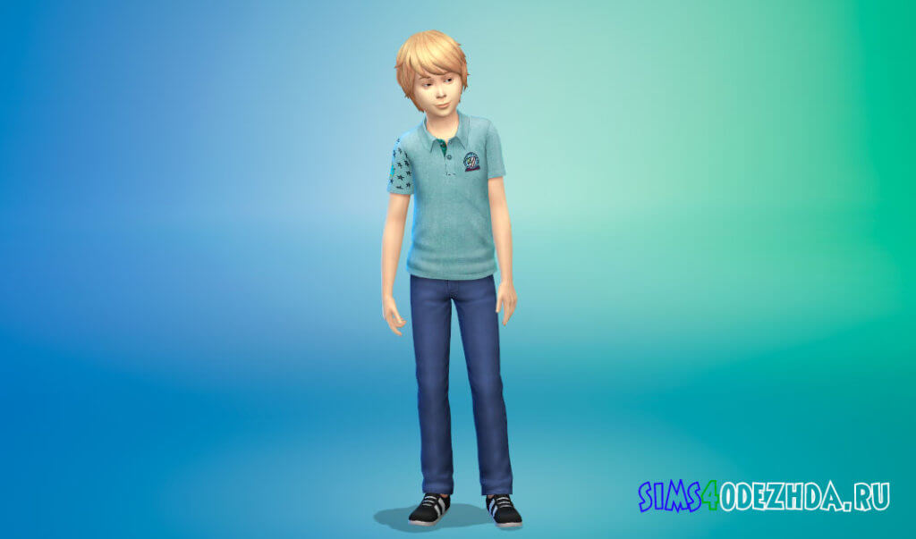Рубашки поло с принтом для мальчиков для Симс 4 - фото 3