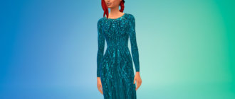 Шифоновое платье из эластичного шелка для Симс 4 - фото 1