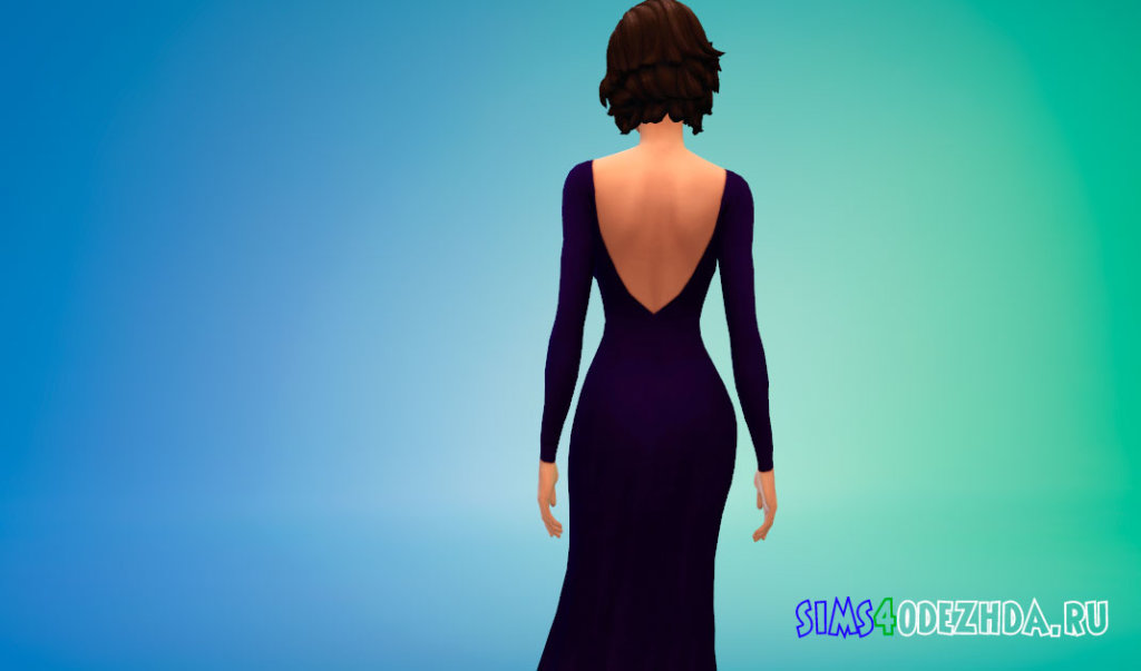 Шикарное длинное платье с открытой спиной для Симс 4 - фото 3