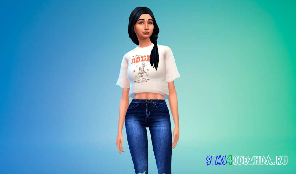 Укороченная прикольная футболка для женщин для Симс 4 - фото 2