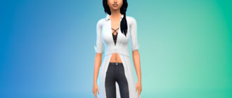 Женский длинный плащ с поясом для Симс 4 - фото 1