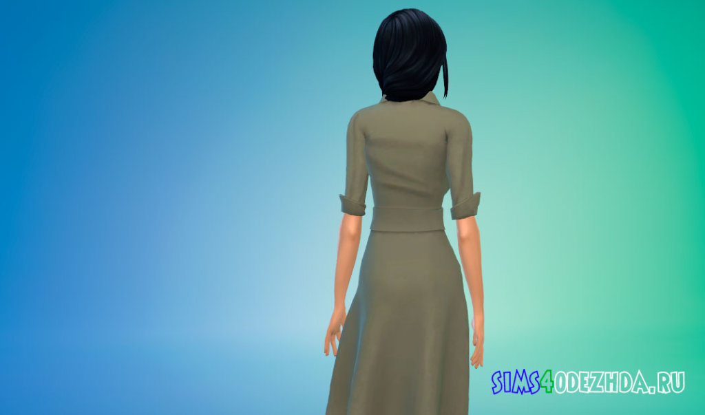 Женский длинный плащ с поясом для Симс 4 - фото 3