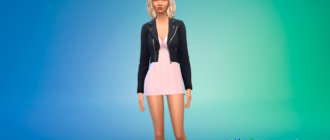 Короткое платье с кожаной курткой для Симс 4 - фото 1