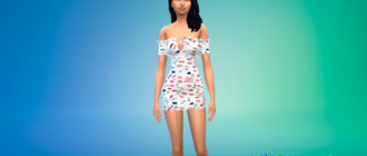 Короткое платье с открытыми плечами для Симс 4 - фото 1