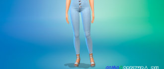 Летние высокие джинсы с пуговицами для Симс 4 - фото 1