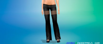 Расклешенные брюки с низкой посадкой для Симс 4 - фото 1