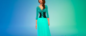 Средневековое платье с длинными рукавами для Симс 4 - фото 1