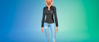 Женский наряд с кожаной курткой для Симс 4 - фото 1